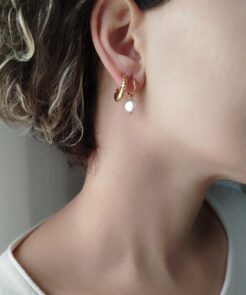 Alternative view of Best Seller Ατσάλινα Κρικάκια με Πέρλα