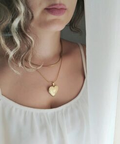 Alternative view of Γυναικείο κολιέ με μενταγιόν καρδιά που ανοίγει