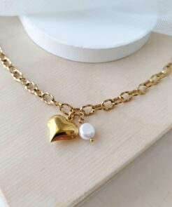 Βραχιόλι ατσάλινη αλυσίδα καρδούλα