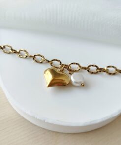 Βραχιόλι ατσάλινη αλυσίδα καρδούλα