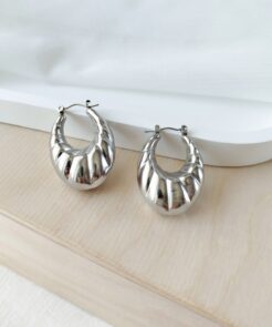  Σκουλαρίκια ατσάλινοι οβάλ κρίκοι