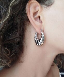  Σκουλαρίκια ατσάλινοι οβάλ κρίκοι