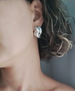 Σκουλαρίκια ατσάλινα κόμπος ασημί