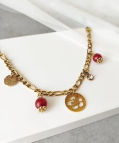 Βραχιόλι Ατσάλινη Αλυσίδα Πέτρες και Charms