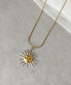 Κολιέ ατσάλινη αλυσίδα με ήλιο