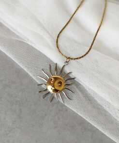 Κολιέ ατσάλινη αλυσίδα με ήλιο
