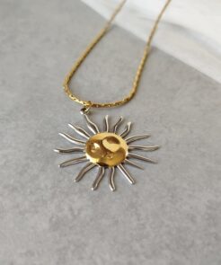 Κολιέ ατσάλινη αλυσίδα με ήλιο