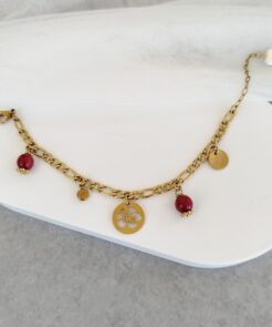 Βραχιόλι ατσάλινη αλυσίδα πέτρες και charms