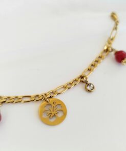 Βραχιόλι ατσάλινη αλυσίδα πέτρες και charms