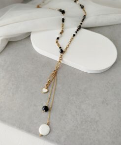 Κολιέ γραμμή Υ με κρύσταλλα και ατσάλινη αλυσίδα