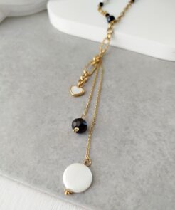 Κολιέ γραμμή Υ με κρύσταλλα και ατσάλινη αλυσίδα