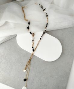 Κολιέ γραμμή Υ με κρύσταλλα και ατσάλινη αλυσίδα