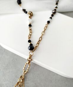 Κολιέ γραμμή Υ με κρύσταλλα και ατσάλινη αλυσίδα