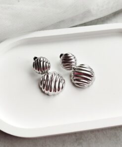 Σκουλαρίκια ατσάλινα κρεμαστά ασημί