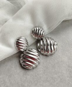 Σκουλαρίκια ατσάλινα κρεμαστά ασημί