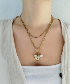 Κολιέ ατσάλινη αλυσίδα charms καρδιά