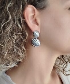 Σκουλαρίκια ατσάλινα κρεμαστά ασημί