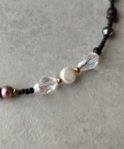 Alternative view of Κολιέ Σκούρα Χρώματα Κρύσταλλα Πέρλες