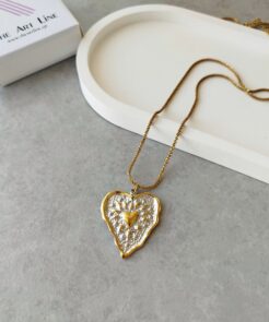 Κολιέ ατσάλινη αλυσίδα καρδιά