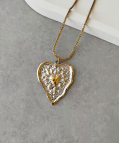 Κολιέ ατσάλινη αλυσίδα καρδιά