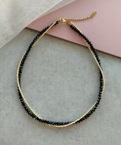 Κολιέ μαύρα κρύσταλλα και πέτρες