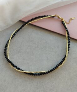 Κολιέ μαύρα κρύσταλλα και πέτρες