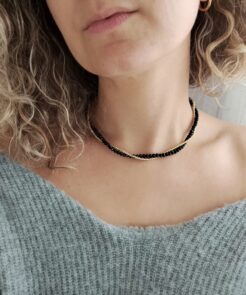 Κολιέ μαύρα κρύσταλλα και πέτρες