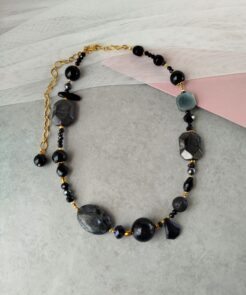 Κολιέ statement μαύρο ανθρακί