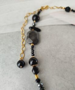 Κολιέ statement μαύρο ανθρακί