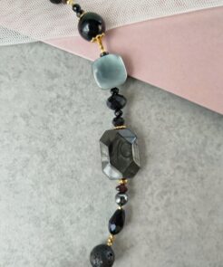 Κολιέ statement μαύρο ανθρακί