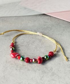 Βραχιόλι κόκκινο χρώμα χρυσό κορδόνι