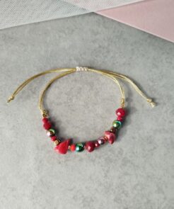 Βραχιόλι κόκκινο χρώμα χρυσό κορδόνι