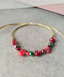Βραχιόλι κόκκινο χρώμα χρυσό κορδόνι