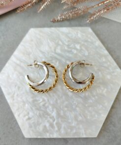 Σκουλαρίκια ατσάλινοι δίχρωμοι κρίκοι