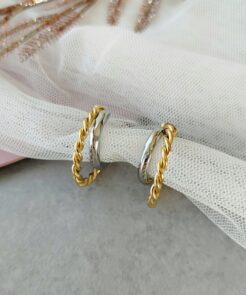 Σκουλαρίκια ατσάλινοι δίχρωμοι κρίκοι