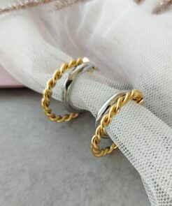 Σκουλαρίκια ατσάλινοι δίχρωμοι κρίκοι