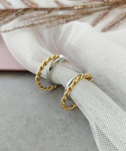 Σκουλαρίκια ατσάλινοι δίχρωμοι κρίκοι