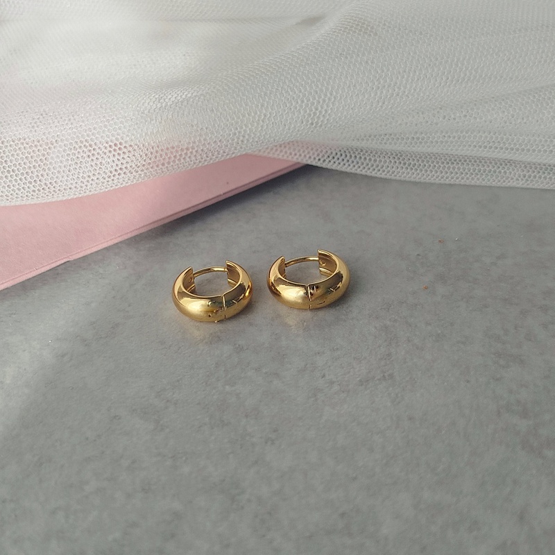 Σκουλαρίκια Ατσάλινα Mini Hoops Χρυσό - Image 3