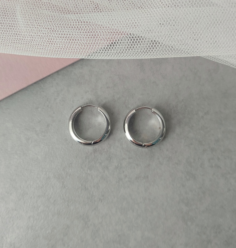 Σκουλαρίκια Ατσάλινα Ασημί Κρικάκια