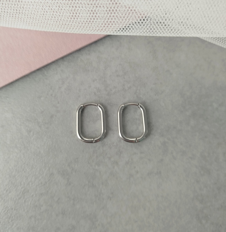 Κρικάκια Ατσάλινα Παραλληλόγραμμα Ασημί - Image 4