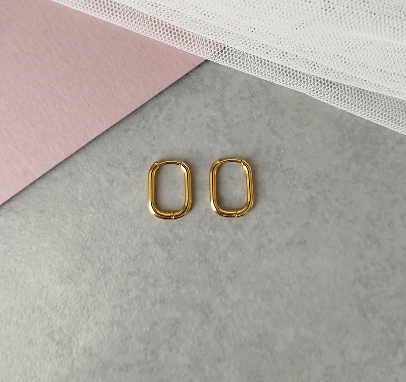 Κρικάκια Ατσάλινα Παραλληλόγραμμα Χρυσό - Image 4