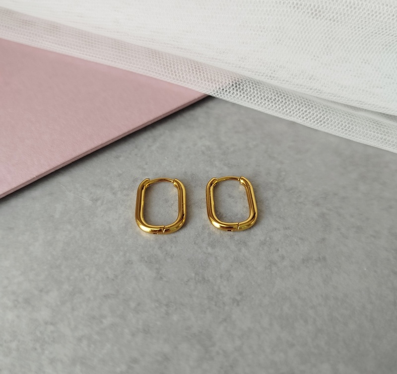 Κρικάκια Ατσάλινα Παραλληλόγραμμα Χρυσό - Image 3