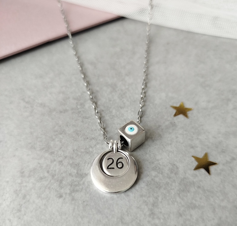 Κολιέ γούρι 2026 ασημί φλουρί και μάτι