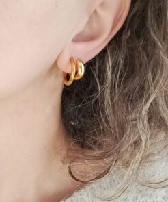 Alternative view of Σκουλαρίκια Ατσάλινα Mini Hoops Χρυσό