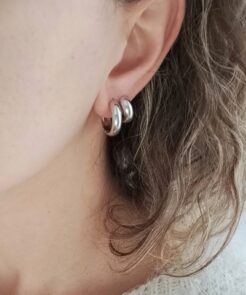 Alternative view of Σκουλαρίκια Ατσάλινα Mini Hoops Ασημί