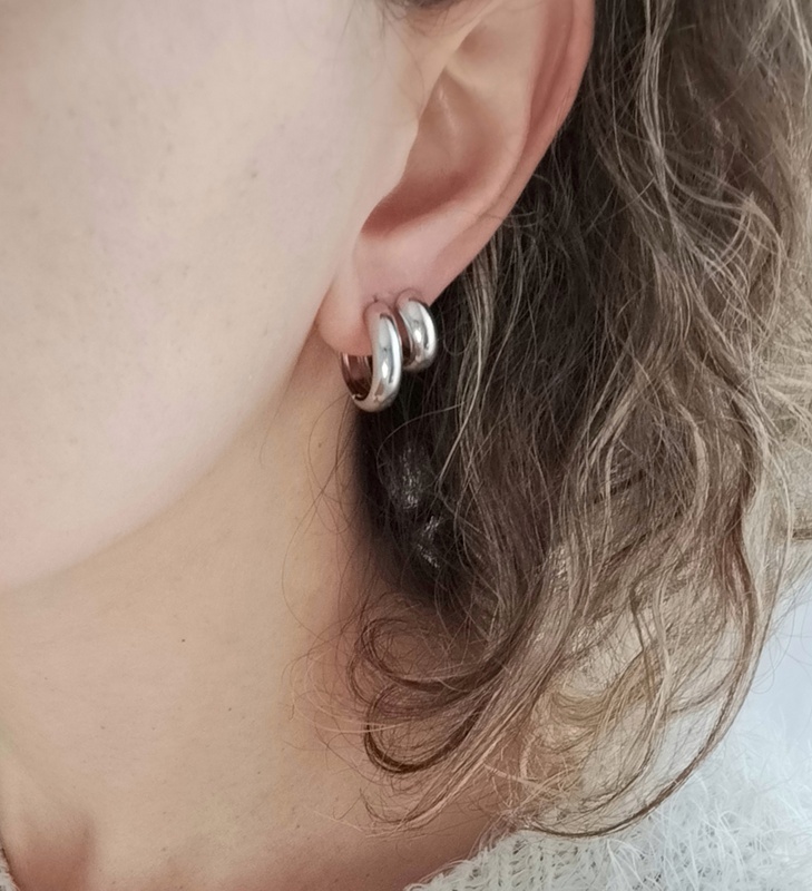 Σκουλαρίκια Ατσάλινα Mini Hoops Ασημί - Image 2