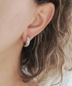 Alternative view of Σκουλαρίκια Ατσάλινα Ασημί Κρικάκια