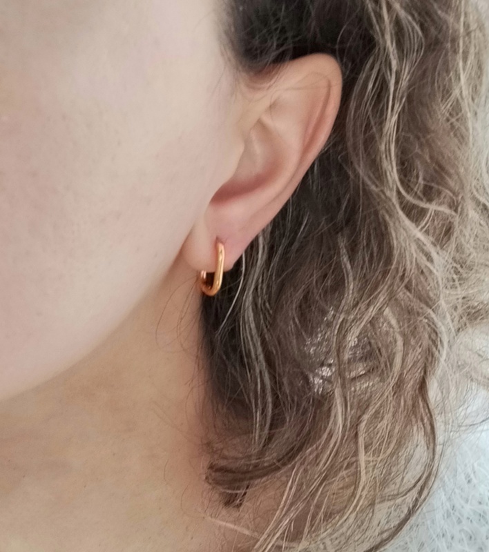 Κρικάκια Ατσάλινα Παραλληλόγραμμα Χρυσό - Image 2