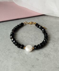 Βραχιόλι μαύρα κρύσταλλα πέρλα