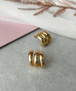 Σκουλαρίκια Ατσάλινα Τριπλοί Κρίκοι